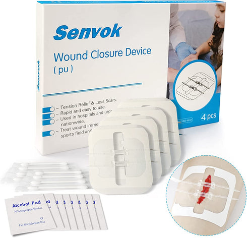 Zip Stitch Sutures Butterfly Bandaids - 4 Pcs Zipstitch Laceration Kit - Surgical Laceration Repair Without Stitches - Quick Clot -Emergency Wound Closures Device (PU)