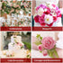 ETERNAL ANGEL Artificial Flowers Dark Red Fake Roses Real Looking Flannelette Flowers with Stem for DIY Arrangements Wedding Bouquets Centerpieces Bridal Shower Party Home Decorations- 16 Pcs