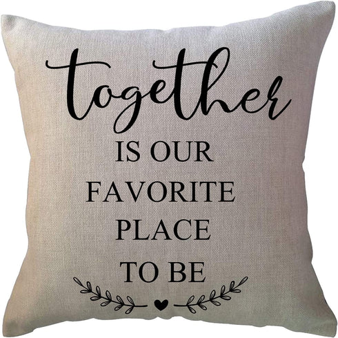 Set of 4 Home Quotes Throw Pillow Farmhouse Decorative Cushion Cover 18 x 18 Inch Rustic Family Words Country Decor Pillowcases for Sofa/Couch/Porch