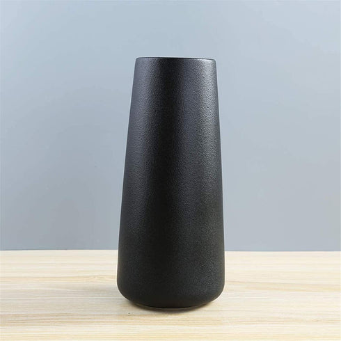 Gemseek 8 inch Black Ceramic Flower Vase, Modern Vase for Living Room Indoor Home Decor, Wedding Centerpieces/Arrangements