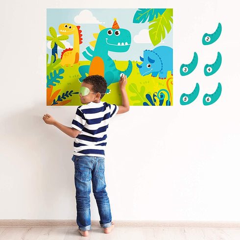 Decorlife Dinosaur Birthday Decorations, 92 Pack Dinosaur Birthday Party Supplies for Boys, Pin the Tail on the Dinosaur, Dino Foil Balloons, Fringe Curtains, Banner, Party Hats Included
