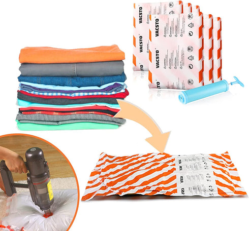 Vacuum Storage Bags,Space saver Bags 6 Pack Large(31.5 X 23.6)With Handpump Space Saver Compression Seal Bags for Clothes, Quilts, Pillows, Double Zip Seal & Leak Valve