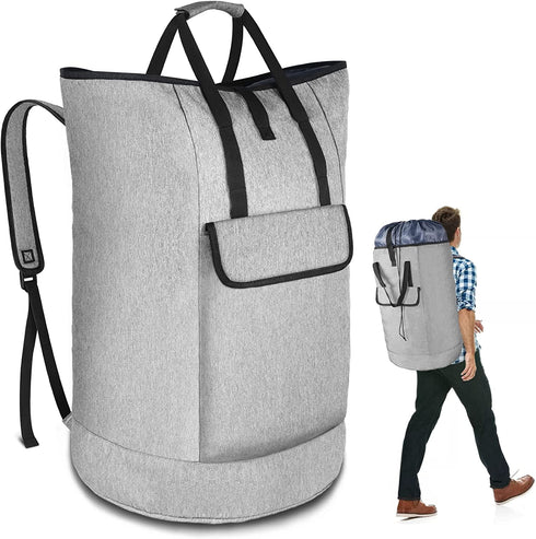 105L Laundry Backpack Bag with Padded Handle for College Students, Extra Large Laundry Bag Backpack with Adjustable Strap, Sturdy Backpack Laundry Bag for Laundromat, Dorm, Apartment, Camping, Travel