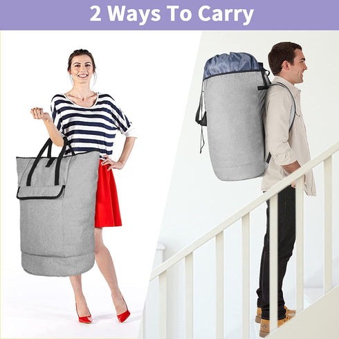 105L Laundry Backpack Bag with Padded Handle for College Students, Extra Large Laundry Bag Backpack with Adjustable Strap, Sturdy Backpack Laundry Bag for Laundromat, Dorm, Apartment, Camping, Travel