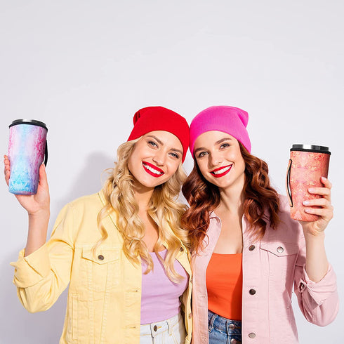 6 Pieces Hot Coffee Cup Sleeve Marble Pattern Reusable Neoprene Insulated Sleeves Cup Cover Holders Drinks Sleeve Holder for 30-32 OZ Cold Hot Beverages