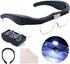 Headband Magnifier Rechargeable Magnifying Glass with LED Light Hands Free Magnifying Glass for Reading Interchangeable Magnification Lenses 1.5X 2.5X 3.5X 5X for Close Work Jewelry Hobby Crafts
