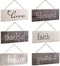 EXCELLO GLOBAL PRODUCTS Hanging Home Decor Sign with Sawtooth Hook and Jute Hanging Rope (Grateful, Love, Believe, Thankful, Faith, Blessed)