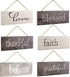 EXCELLO GLOBAL PRODUCTS Hanging Home Decor Sign with Sawtooth Hook and Jute Hanging Rope (Grateful, Love, Believe, Thankful, Faith, Blessed)