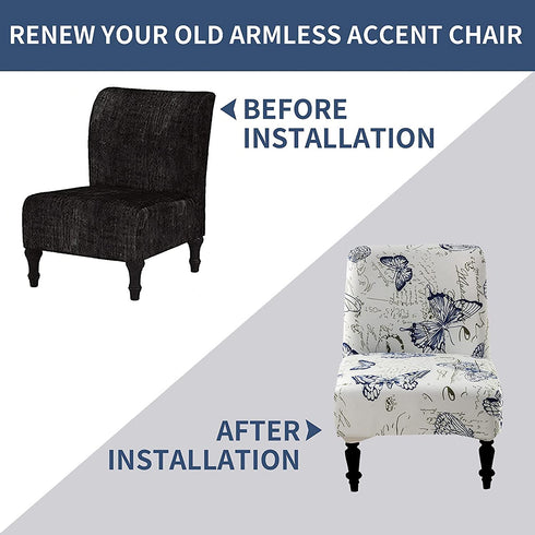Armless Chair Slipcover Removable Armless Accent Chair Covers Washable Chair Slipcovers Furniture Protector Covers for Living Dining Room Hotel Armless Accent Chair