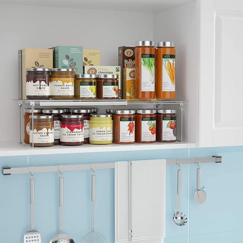 Cabinet Shelf Organizers, Expandable Shelf Organizer, Adjustable 16.7"-24.8" Length Thickened Pantry Shelf Cabinet Organizers and Storage for Kitchen Cupboard Bathroom Counter
