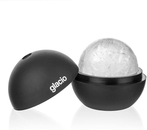glacio Round Ice Cube Molds - Whiskey Ice Sphere Maker - Makes 2.5 Inch Ice Balls - 4 Pack