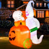 Rocinha Halloween Inflatables Ghost Pushing Pumpkin Cart 5 Ft Halloween Blow Up Decorations with Built-in LED Lights Halloween Lawn Decorations for Outdoor Party Yard Garden