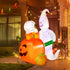 Rocinha Halloween Inflatables Ghost Pushing Pumpkin Cart 5 Ft Halloween Blow Up Decorations with Built-in LED Lights Halloween Lawn Decorations for Outdoor Party Yard Garden