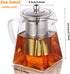 Glass Teapot with Infuser,820ML/29OZ Borosilicate Tea Kettle with Infuser for Loose Leaf Tea, Microwavable and Stovetop Safe -Square Shape¦