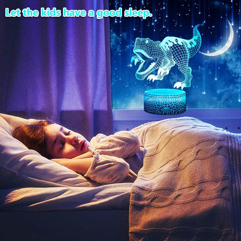 FUFUYOU T-rex Dinosaur Toys, 16 Colors 3D Desk Lamp Dimmable Remote Control Night Light for Kids Age 2 3 4 5 6 7 8-12 Year Old Boys Gifts Room Birthday Christmas