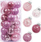 60MM/2.36" Clear Christmas Ornaments Set, 30PCS Shatterproof Decorative Hanging Ball Ornament with Stuffed Delicate Decorations, Xmas Tree Balls for Halloween Holiday Party Thankgivings - Pink.