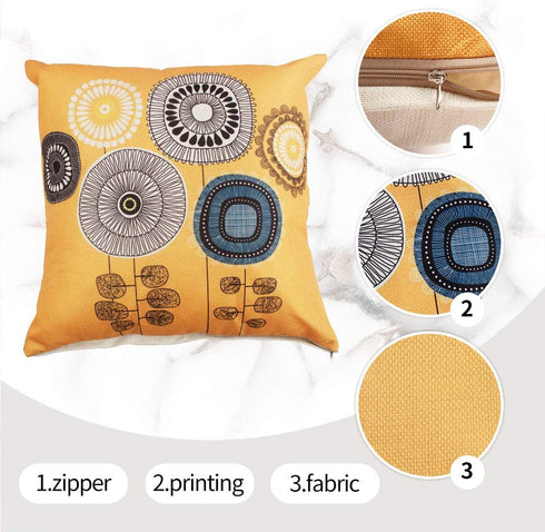 Throw Pillow Covers 18x18, Set of 4 Linen Throw Pillow Covers, Square Pillow Cushion Cases for Couch Sofa Bedroom Car, Orange.Valentine's Day Present