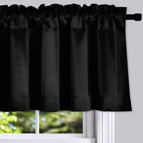 DONREN 15 Inches Long Black Valances for Windows - 2 Panels Blackout Theme Insulated Valances for Basement,42 Inches Wide Kitchen Valances with Rod Pocket Design,2 Pack
