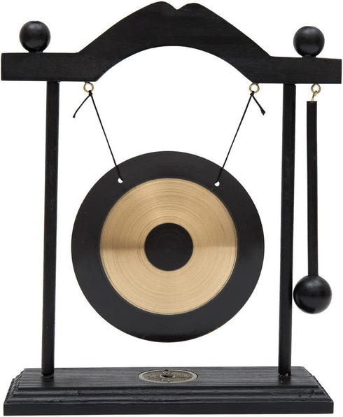 THY COLLECTIBLES Zen Art Brass Feng Shui Desktop Gong with Rammer Tai Ji Circle