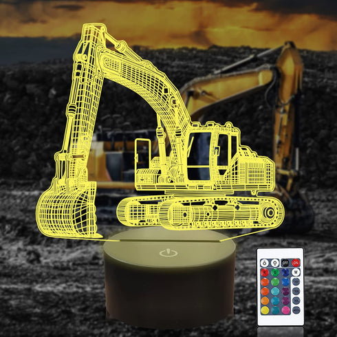 Ammonite Excavator 3D Lamp for Kids, LED Optical Illusion Night Light with Remote Control and Timing Function as Christmas Birthday Gifts Ideas for Boys Kids Teen