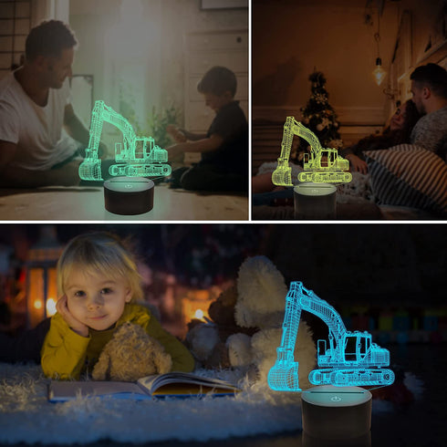 Ammonite Excavator 3D Lamp for Kids, LED Optical Illusion Night Light with Remote Control and Timing Function as Christmas Birthday Gifts Ideas for Boys Kids Teen