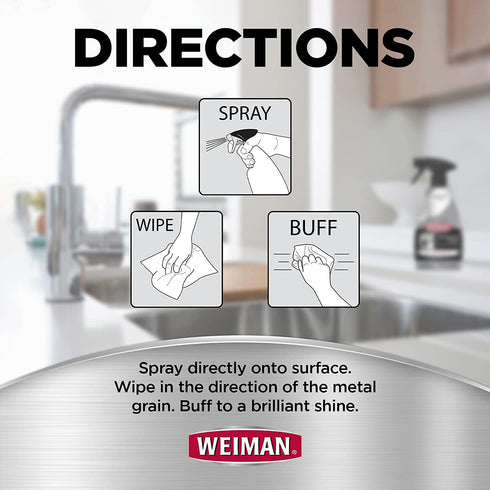 Weiman Stainless Steel Cleaner and Polish - (2 Pack) - Protects Appliances from Fingerprints and Leaves a Streak-Free Shine for Refrigerator Dishwasher Oven Grill etc