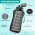 4AMinLA Motivational Gallon Water Bottle with Time Marker & Straw, Large Capacity Leakproof BPA Free Fitness Sports Water Jug (black)