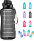 4AMinLA Motivational Gallon Water Bottle with Time Marker & Straw, Large Capacity Leakproof BPA Free Fitness Sports Water Jug (black)