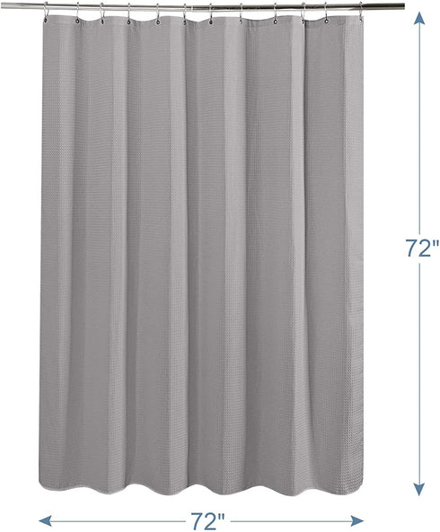 AmazerBath Waffle Shower Curtain, Heavy Duty Fabric Shower Curtains with Waffle Weave Hotel Quality Bathroom Shower Curtains, 72 x 72 Inches (Grey)