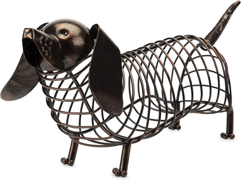 True Dachshund Cork Holder, Decorative Wine Cork Storage and Decor, Set of 1, Rustic Bronze Finish