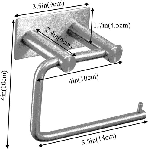 Beelee SUS 304 Stainless Steel Brushed Nickel 4-Piece Bathroom Accessory Set RUSTPROOF Towel Bar Coat Hook Toilet Paper Holder Towel Ring Wall Mount No Drilling Self Adhesive Glue