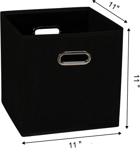 SEVENDOME Fabric Cloth Storage Bins,Fabric Cube Organizer with Dual Handles Foldable Cube Storage Baskets for Home Bedroom Storage,Set of 3, Black