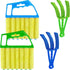4 Pieces Window Venetian Blind Cleaner Tools 2 Pieces Window Blind Duster Brush and 2 Pieces 7 Finger Duster Brush for Window Air Conditioner Duster Dirt Cleaner (Green, Blue)