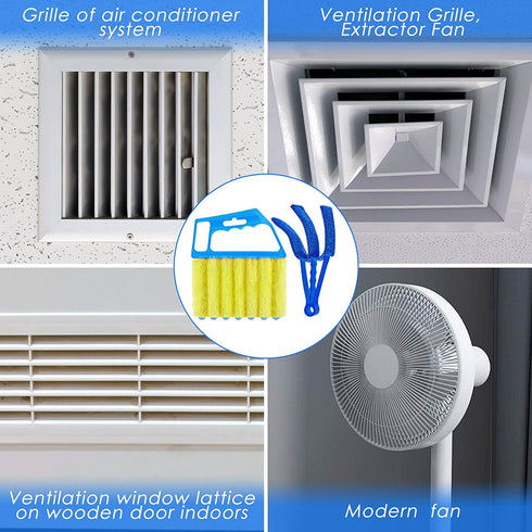 4 Pieces Window Venetian Blind Cleaner Tools 2 Pieces Window Blind Duster Brush and 2 Pieces 7 Finger Duster Brush for Window Air Conditioner Duster Dirt Cleaner (Green, Blue)