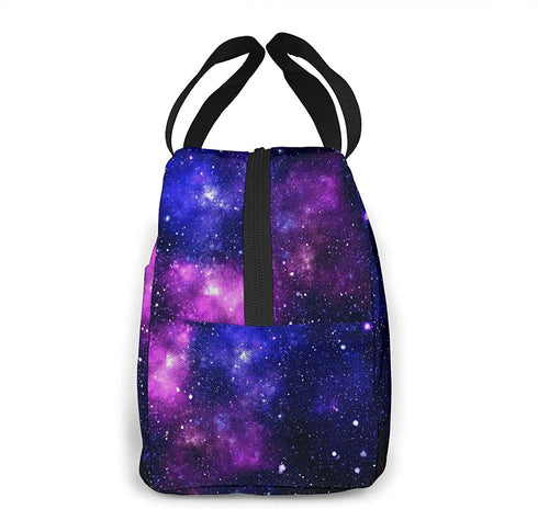 Purple Galaxy Insulated Lunch Bag for Women Lunch Box Cooler Tote Bag with Pocket Reusable Lunch Bag for Work School Hiking Picnic