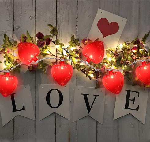 Doratale 8.5Ft Valentine's Day Decorations String Lights, Red Heart String Lights Outdoor with 10 Bulbs, Connectable Valentine's Day Fairy Heart Shape Lights for Indoor Outdoor Holiday Party Wedding