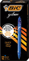 BIC Gel-ocity Quick Dry Blue Gel Pens, Medium Point (0.7mm), 12-Count Pack, Retractable Gel Pens With Comfortable Full Grip