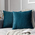 JUSPURBET Decorative Velvet Pillow Covers with Wave Striped,Pack of 2 Luxury Soft Cushion Cases for Couch Sofa Living Room,20x20 Inches,Peacock Blue