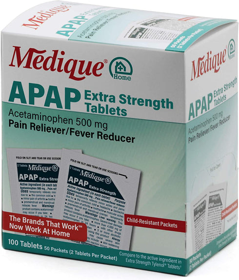 Medique @ Home 70433 Extra Strength APAP Tablets, Non-Aspirin, 100-Count