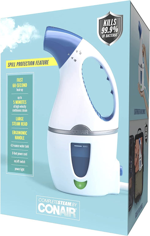 Conair CompleteSteam 1100 Watt Handheld Fabric Steamer, White/Blue