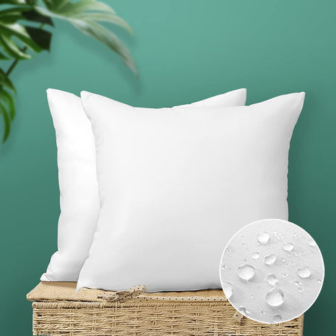 OTOSTAR Outdoor Throw Pillow Inserts - Pack of 2 Water Resistant Cushion Inner Pads for Patio Garden Coffee House Decorative Waterproof Pillow Inserts 20x20 Inch -White