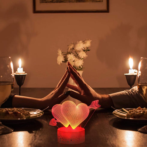 3D Love Cupid Lamp, Romantic Love Illusion Light 16 Colors Change Night Light LED Heart Sleep Light for Valentines Wife Boyfriend Girlfriend, Remote Touch