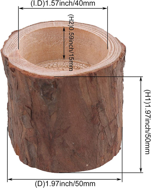 RDEXP Natural Pine Wooden Candle Holder Inner Dia 1.57in Depth 0.59in Handmade Candlesticks for Home Decoration Set of 4