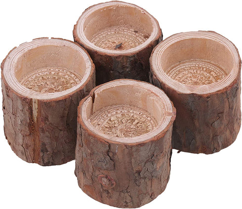 RDEXP Natural Pine Wooden Candle Holder Inner Dia 1.57in Depth 0.59in Handmade Candlesticks for Home Decoration Set of 4