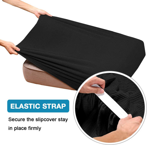 High Stretch Seat Cushion Cover Sofa Cushion Furniture Protector fot Sofa Seat Sofa Slipcover Sofa Cover Soft Flexibility with Elastic Bottom (3 Pieces Cushion Covers, Black)