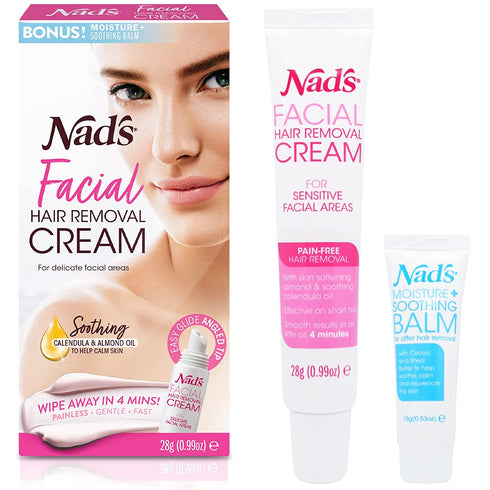 Nad's Facial Hair Removal Cream - Gentle & Soothing Hair Removal For Women - Sensitive Depilatory Cream For Delicate Face Areas, 0.99 Oz (4446)