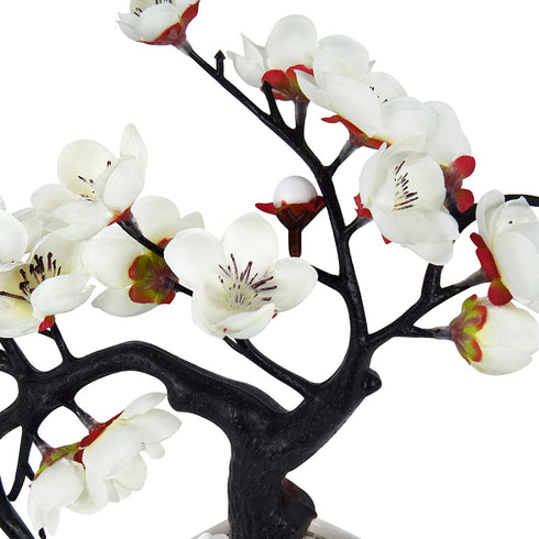 Artflower Plum Blossom Artificial Silk Flowers 2 Pack Simulation Flower with Ceramic Vase Fake Plant Potted Arrangement for Home Wedding Office DIY Living Room Party Garden Decoration (Mix)