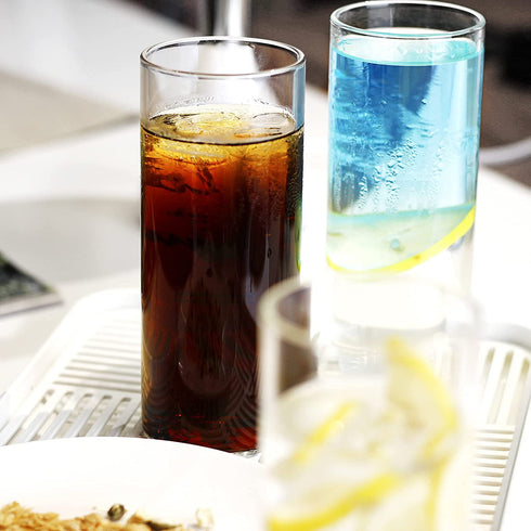 LUXU Drinking Glasses 13 oz, Thin Highball Glasses Set of 4,Elegant Bar Glassware For Water, Juice, Beer, Drinks, and Cocktails and Mixed Drinks,Lead-Free Pint Glasses,Glass Drink Tumblers