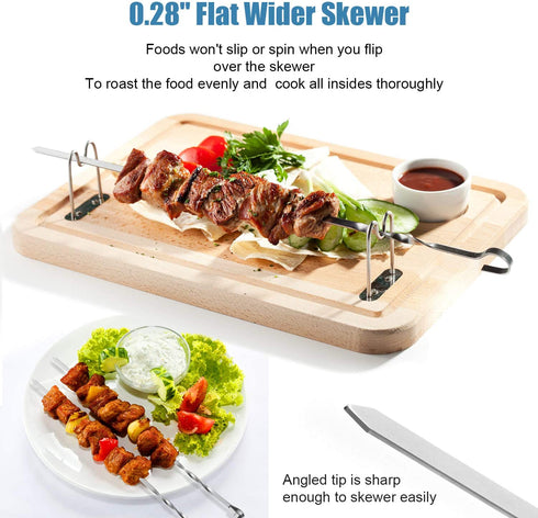 Metal Skewers For Kabobs - 17 inch BBQ Skewers For Grilling, 24 Pack Shish Kabob Skewers, Flat Stainless Steel Barbecue Skewers Grill Stick Set for Grilling Meat, Chicken, Shrimp, Fruit, Vegetables