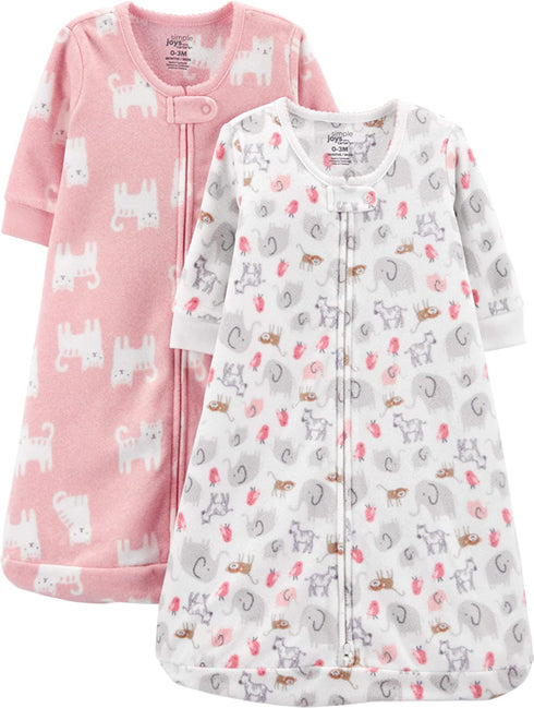 Simple Joys by Carter's Unisex Babies' Microfleece Sleepbag Wearable Blanket, Pack of 2